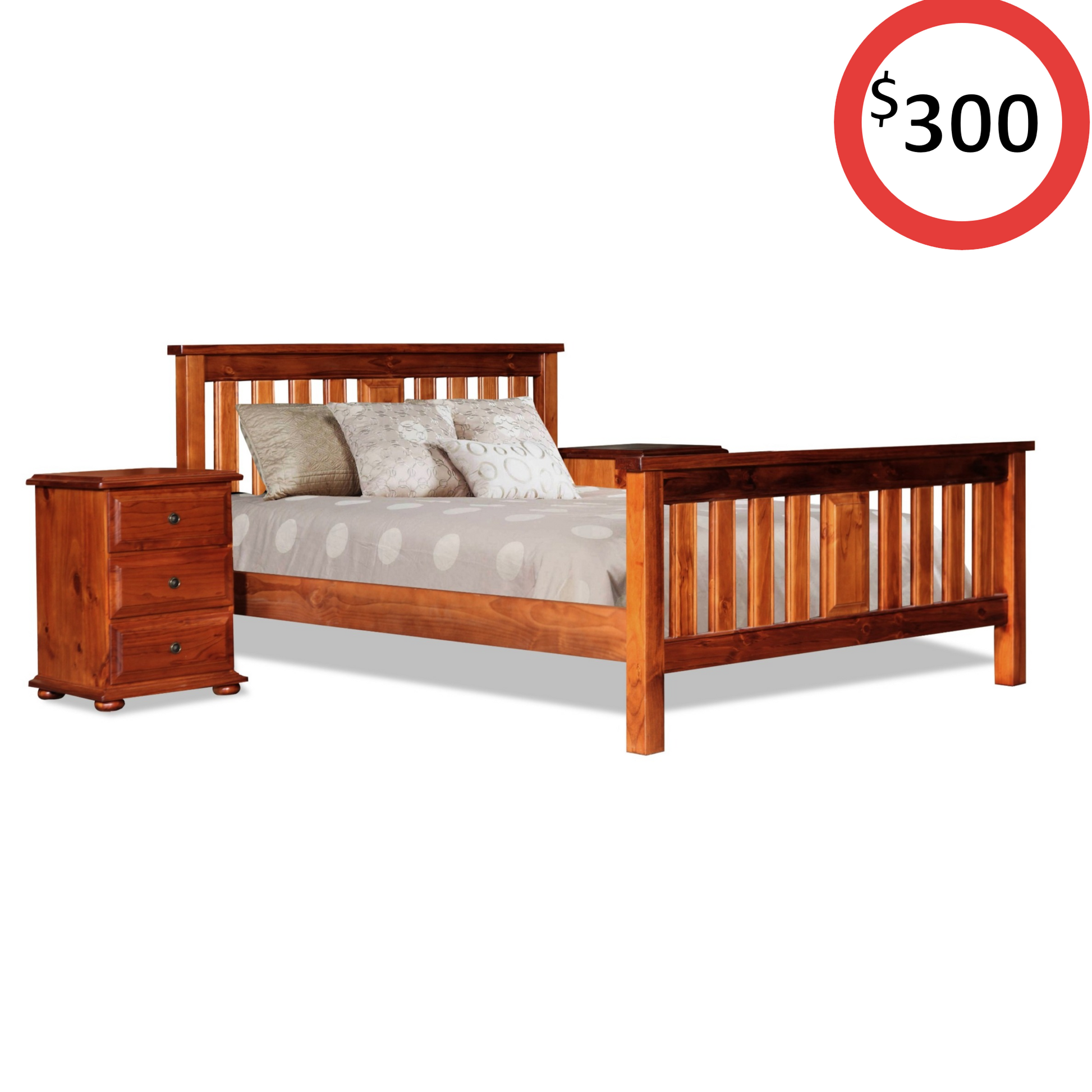 Charlton Queen Bed with Matching End - Only Walnut Color Available
