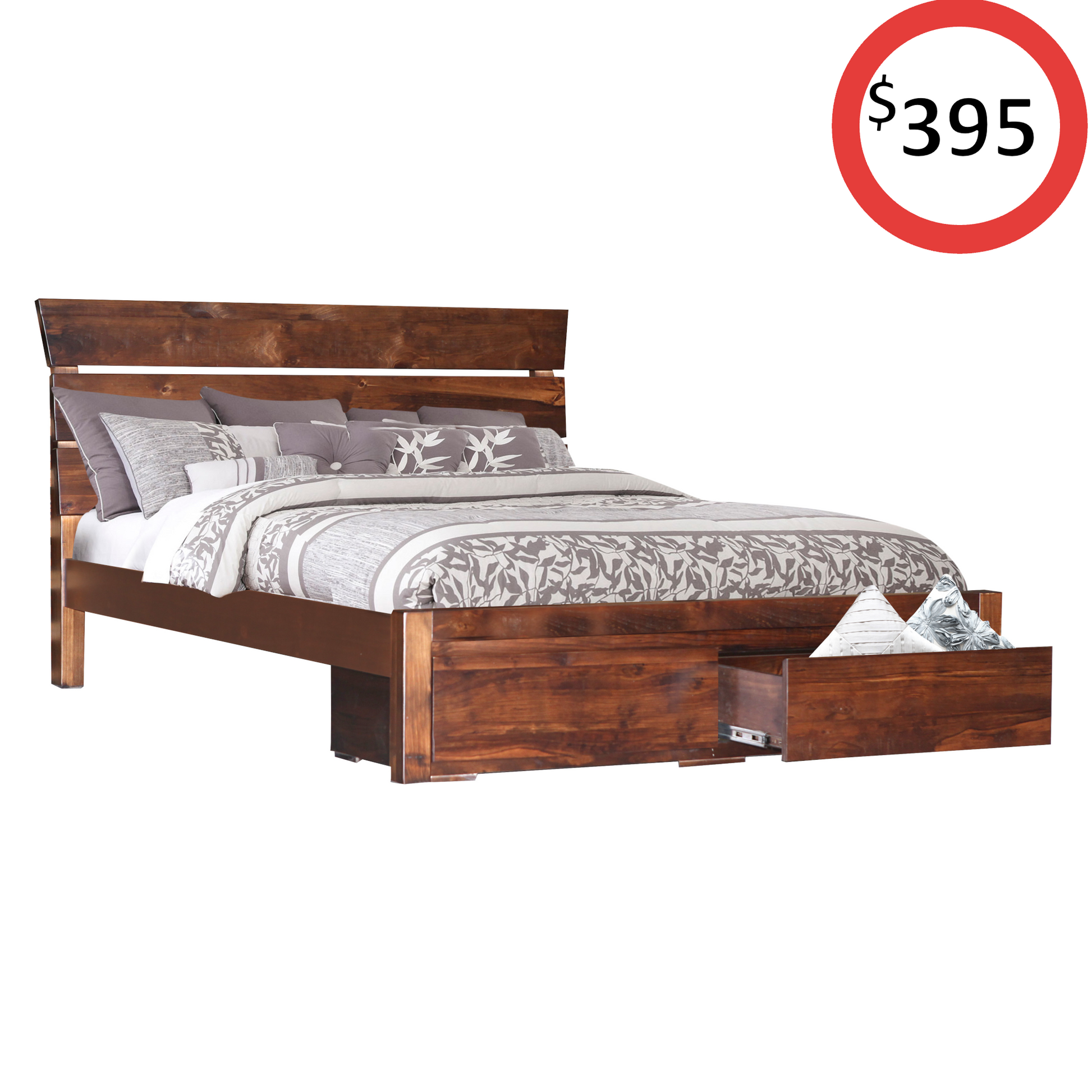 Eureka Queen Bed with 2 storage drawers