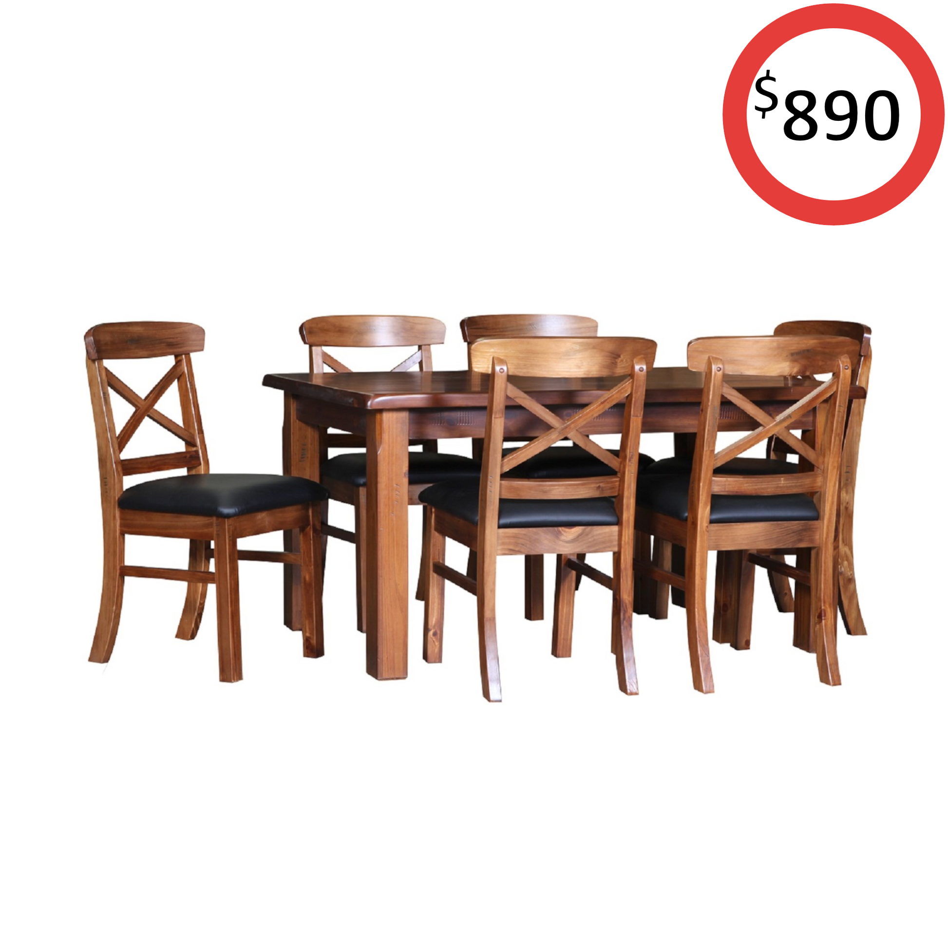 Ranch 7 Piece Dining Setting 1800