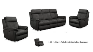 Bailey 3 Piece Electric Recliner Suite